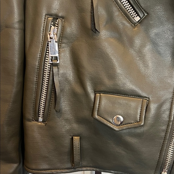 REBECCA MINKOFF Rebecca Minkoff Dark Green Vegan Leather Moto Jacket Size XS - Picture 5 of 11
